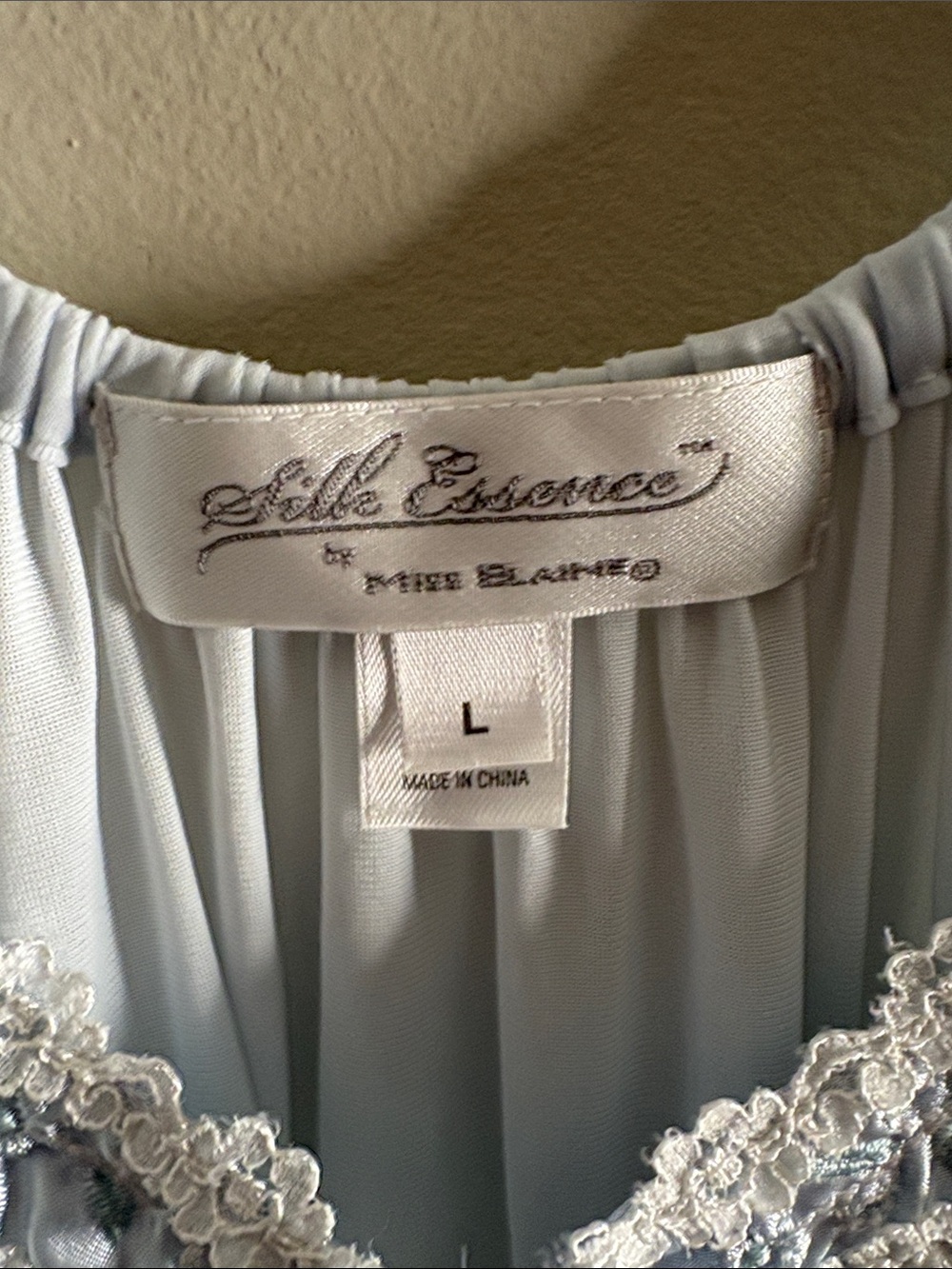 Light Blue Lace-Trim Flutter-Sleeve Chemise by - Picture 2 of 5